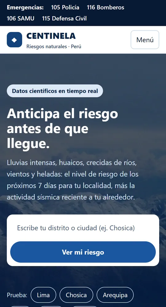 Propuesta Centinela en un teléfono.